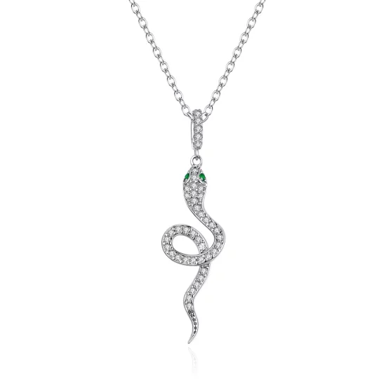 Pandora Style Silver Lovely Snake Pendant Necklace - SCN409