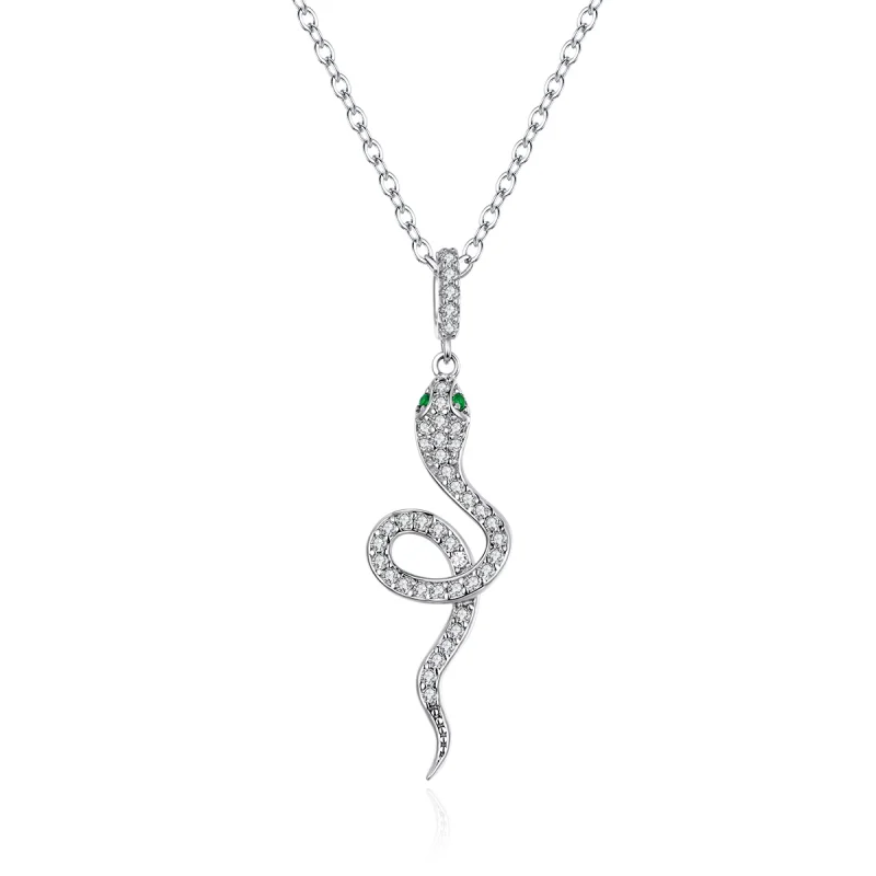 (image for) Pandora Style Silver Lovely Snake Pendant Necklace - SCN409 - Product Image