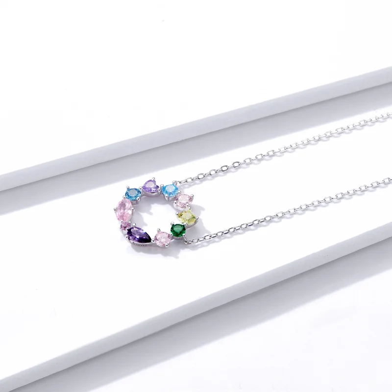 (image for) Pandora Style Silver Lucky Wreath Pendant Necklace - BSN178 - View 2