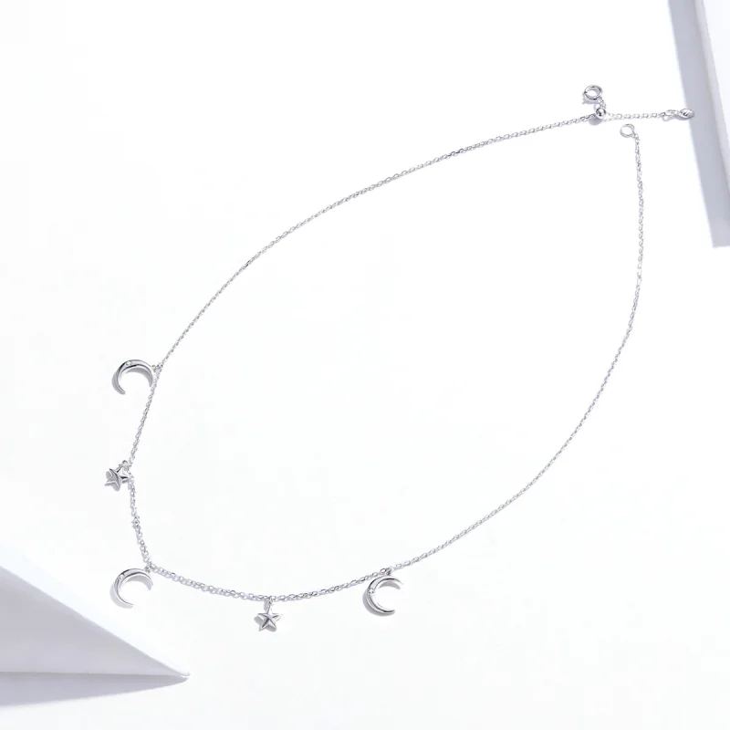 (image for) Pandora Style Silver Moon And Star Pendant Necklace - SCN411 - View 4