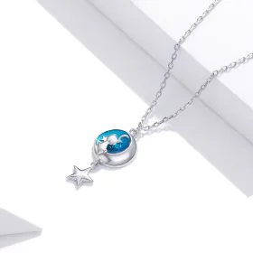 Pandora Style Silver Moon & Cat Pendant Necklace - SCN422