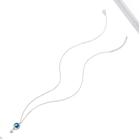 Pandora Style Silver Moon & Cat Pendant Necklace - SCN422