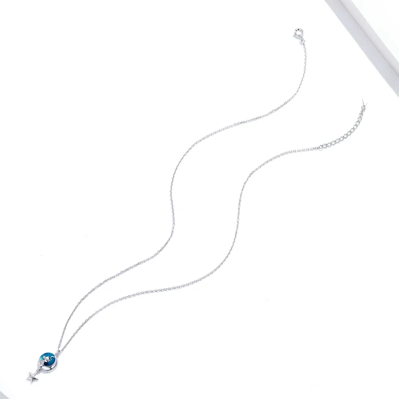 (image for) Pandora Style Silver Moon & Cat Pendant Necklace - SCN422 - View 4