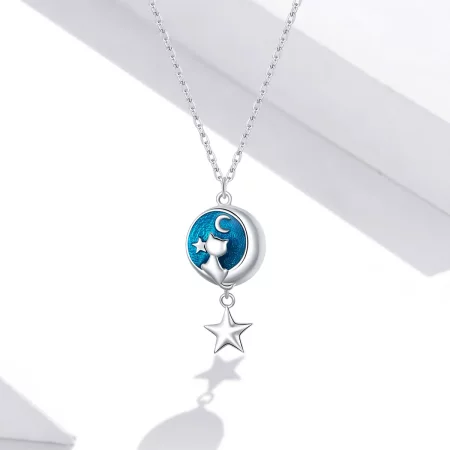 Pandora Style Silver Moon & Cat Pendant Necklace - SCN422