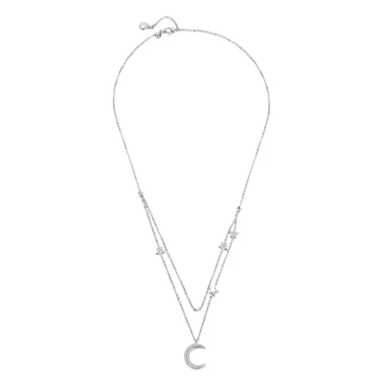 Pandora Style Silver Moon & Stars Pendant Necklace - BSN038