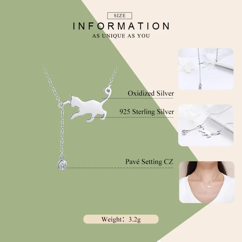 (image for) Pandora Style Silver Naughty Kitten Necklace - SCN232 - View 2