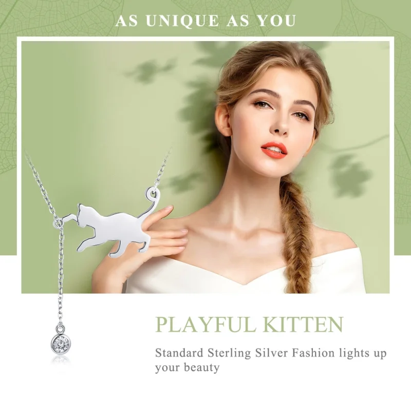 (image for) Pandora Style Silver Naughty Kitten Necklace - SCN232 - View 3