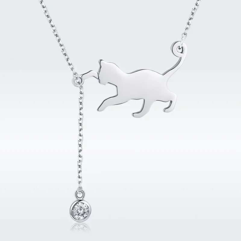 (image for) Pandora Style Silver Naughty Kitten Necklace - SCN232 - View 4