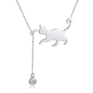 (image for) Pandora Style Silver Naughty Kitten Necklace - SCN232