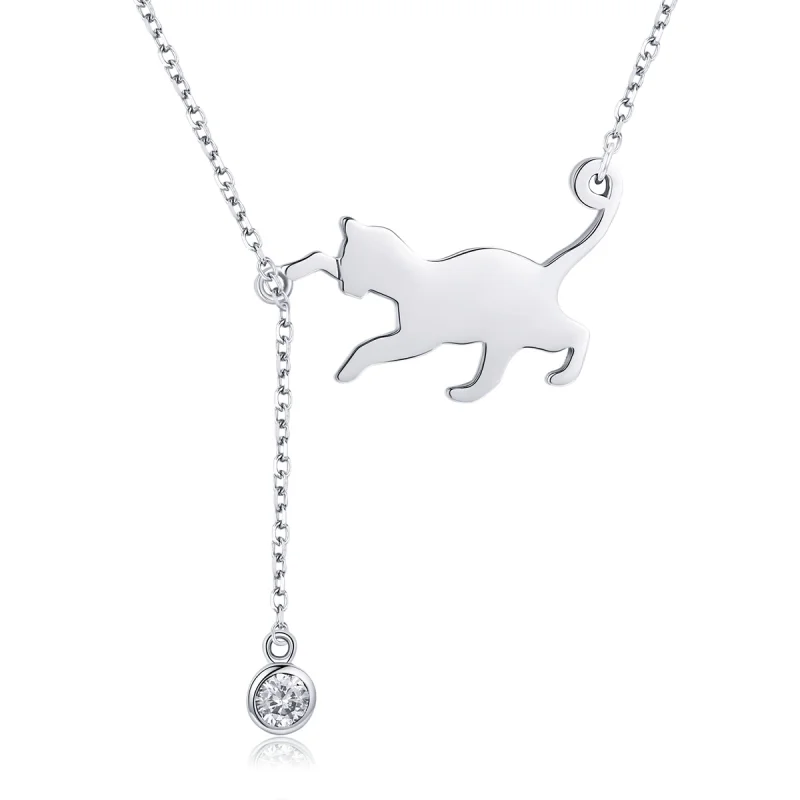 (image for) Pandora Style Silver Naughty Kitten Necklace - SCN232 - Product Image