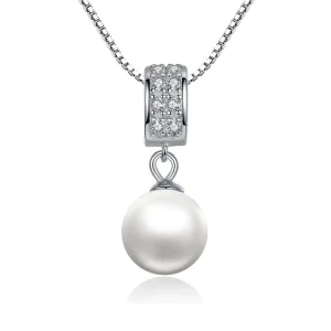 (image for) Pandora Style Silver Necklace with Pearl - SCN030