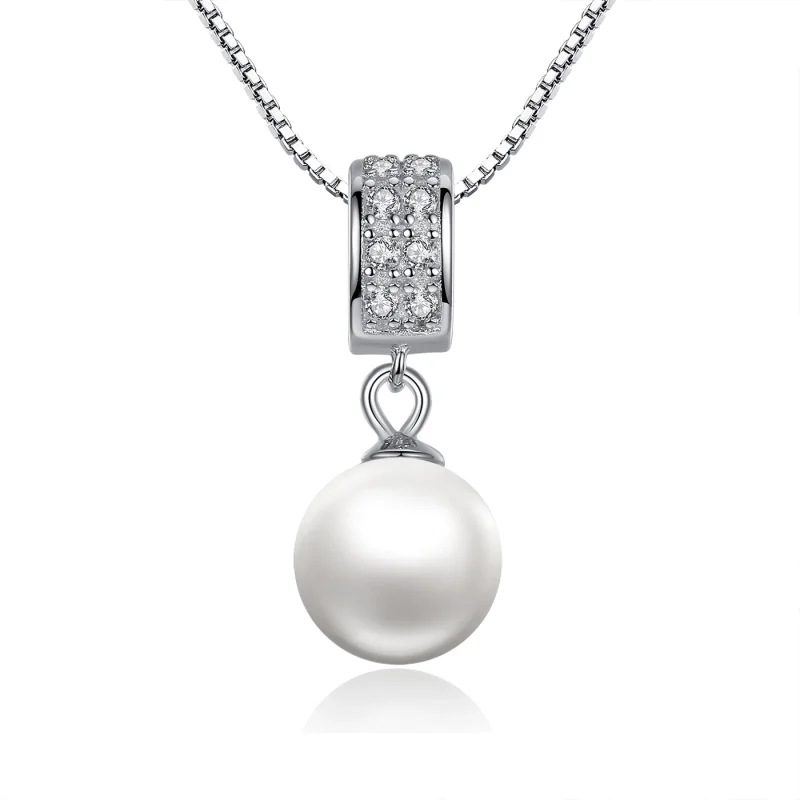 (image for) Pandora Style Silver Necklace with Pearl - SCN030 - Product Image