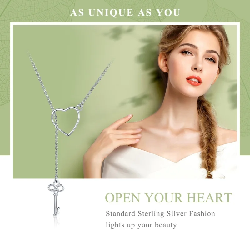 (image for) Pandora Style Silver Open Your Heart Necklace - SCN107 - View 3