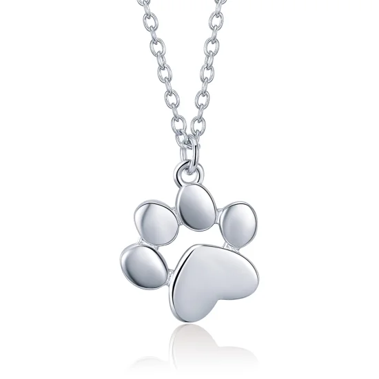 (image for) Pandora Style Silver Pet Paw Pendant Necklace - SCN275-2