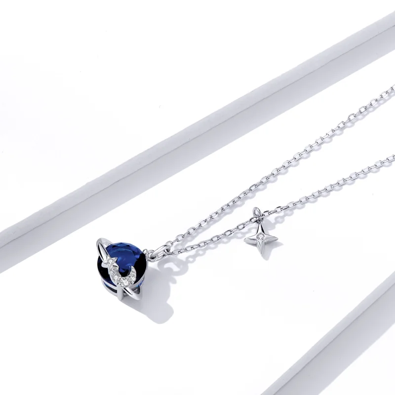 (image for) Pandora Style Silver Planet Pendant Necklace - BSN166 - View 2