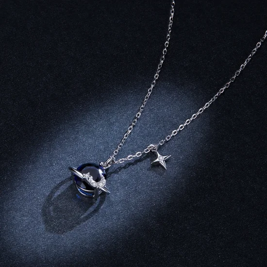 (image for) Pandora Style Silver Planet Pendant Necklace - BSN166 - Click Image to Close