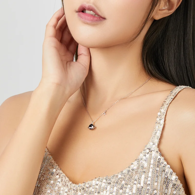 (image for) Pandora Style Silver Planet Pendant Necklace - BSN166 - View 7