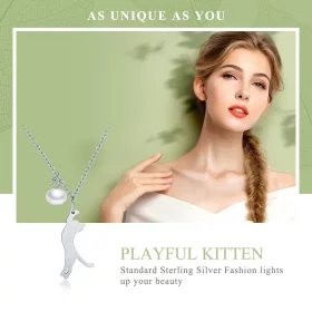 Pandora Style Silver Playful Kitten Necklace - SCN175 Pandora Style Silver Playful Kitten Necklace - SCN175