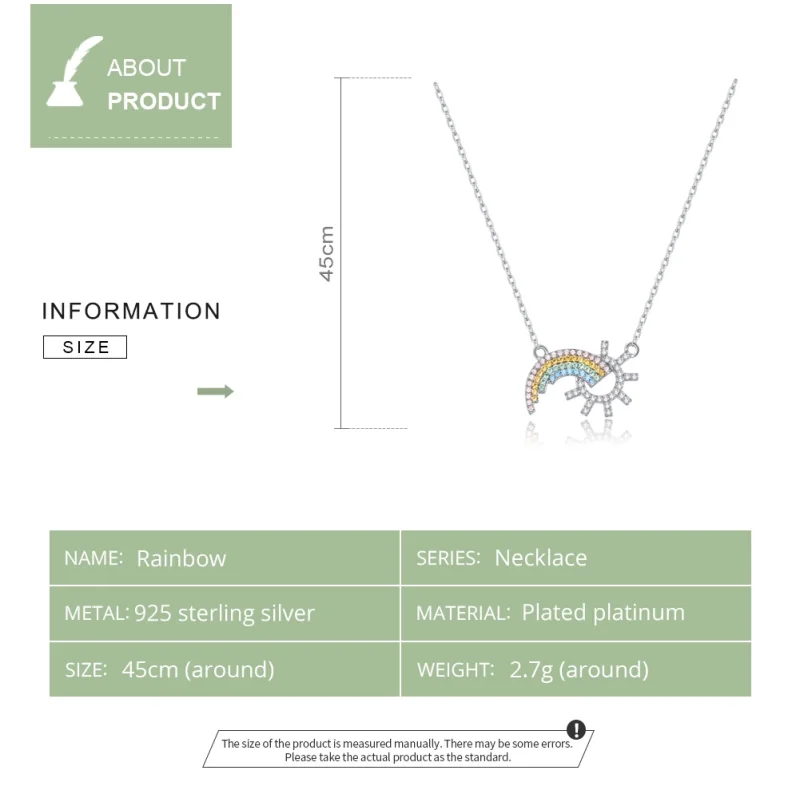(image for) Pandora Style Silver Rainbow Necklace - SCN366 - View 3