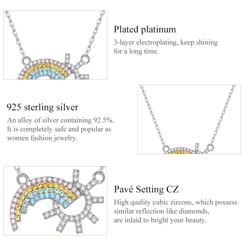 (image for) Pandora Style Silver Rainbow Necklace - SCN366 - View 4