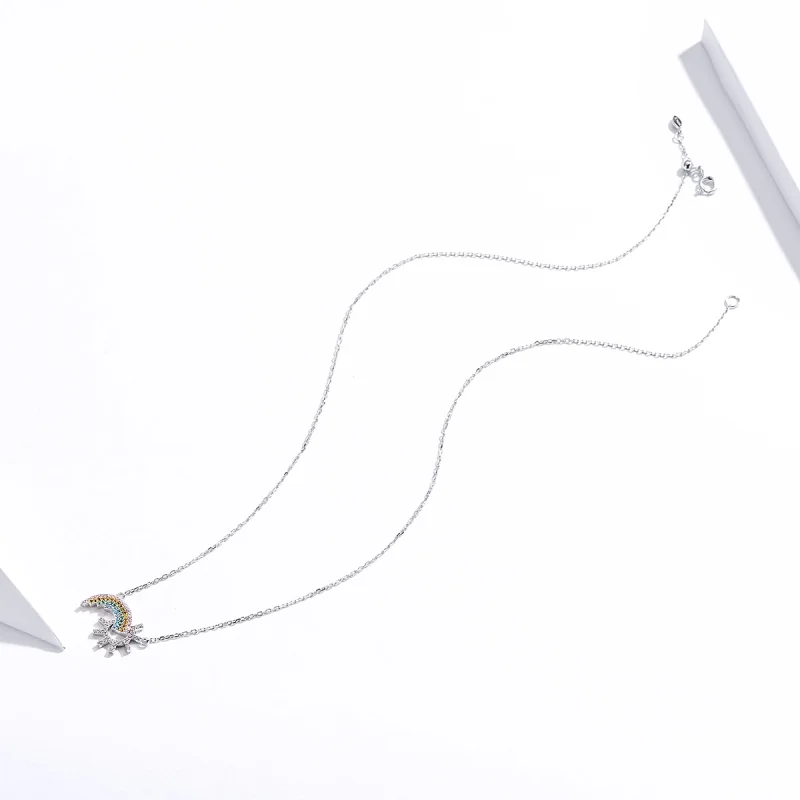 (image for) Pandora Style Silver Rainbow Necklace - SCN366 - View 2