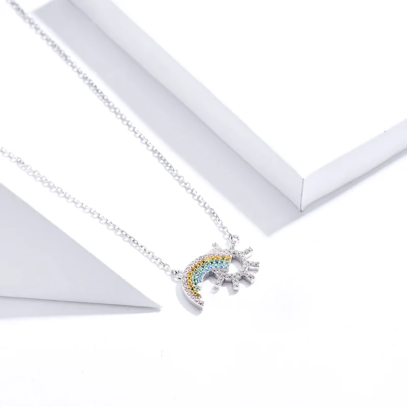 (image for) Pandora Style Silver Rainbow Necklace - SCN366 - View 5