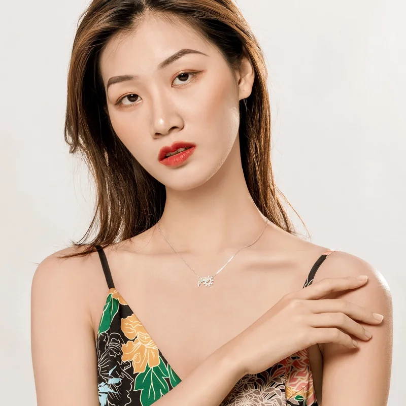 (image for) Pandora Style Silver Rainbow Necklace - SCN366 - View 10