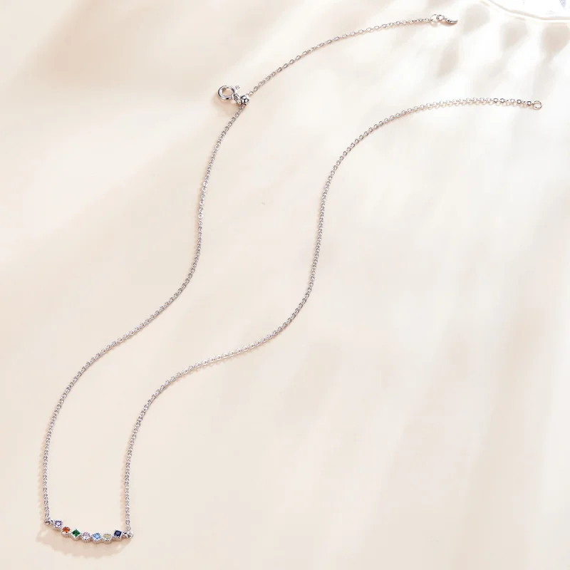 (image for) Pandora Style Silver Rainbow Pendant Necklace - SCN451 - View 2