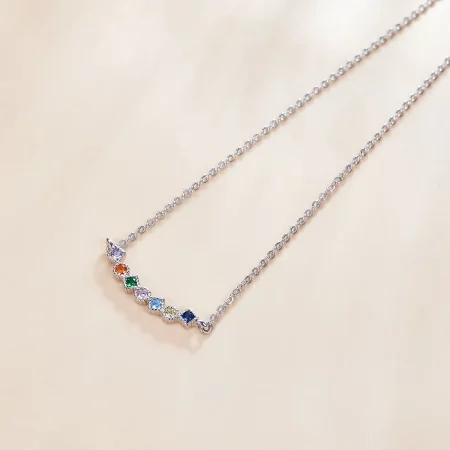 Pandora Style Silver Rainbow Pendant Necklace - SCN451