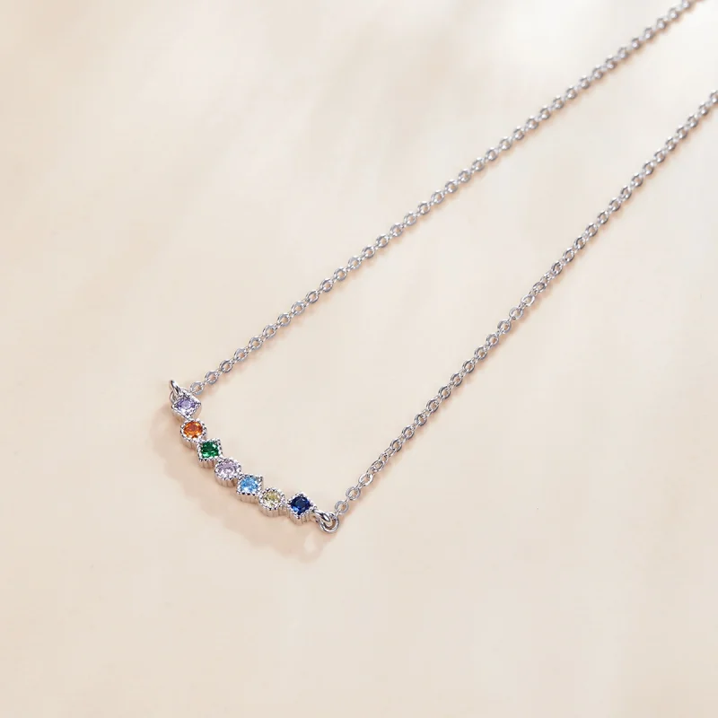 (image for) Pandora Style Silver Rainbow Pendant Necklace - SCN451 - View 4