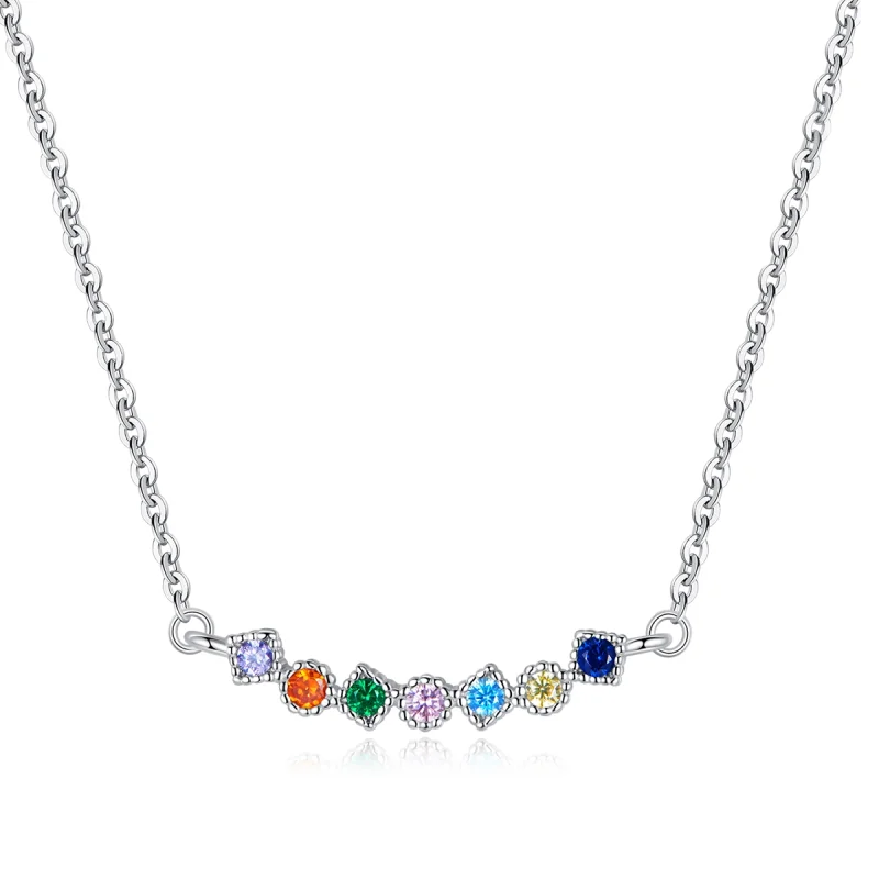 (image for) Pandora Style Silver Rainbow Pendant Necklace - SCN451 - Product Image