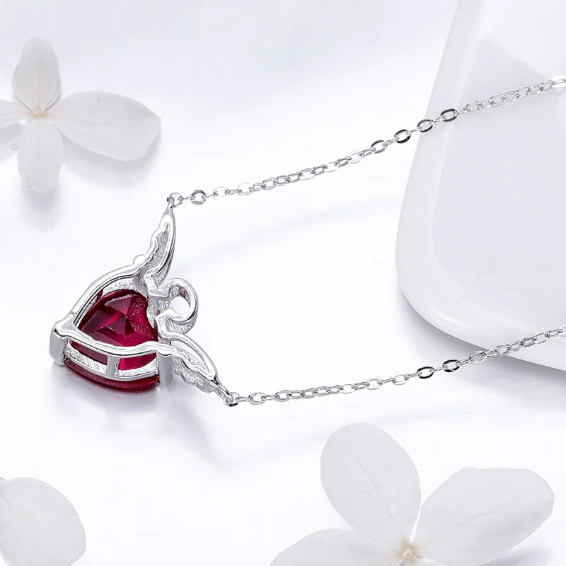 (image for) Pandora Style Silver Red Angel Heart Necklace - SCN285 - View 5