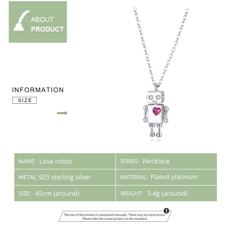 (image for) Pandora Style Silver Robot of Love Necklace - SCN388 - View 3