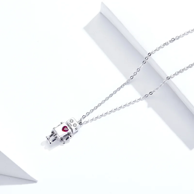 (image for) Pandora Style Silver Robot of Love Necklace - SCN388 - View 5