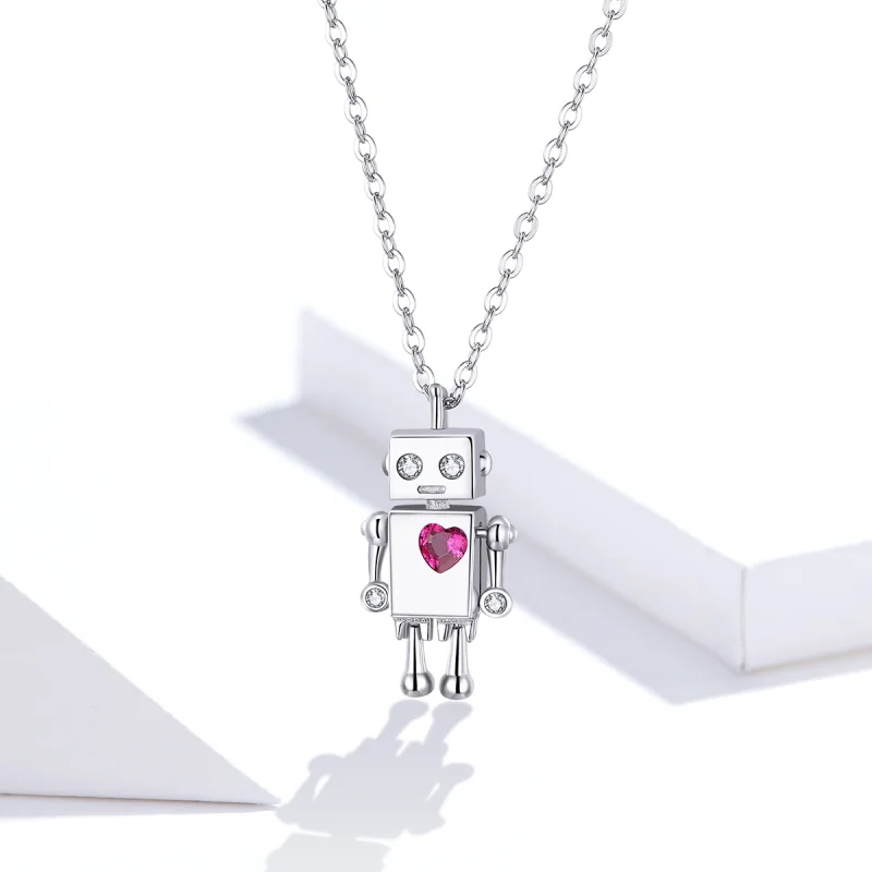 (image for) Pandora Style Silver Robot of Love Necklace - SCN388 - View 10