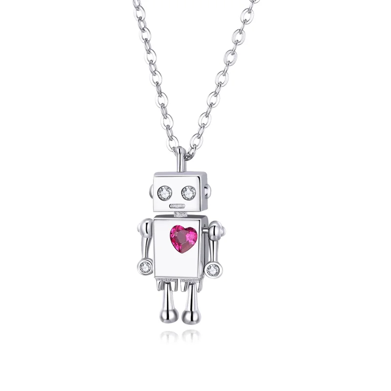 (image for) Pandora Style Silver Robot of Love Necklace - SCN388 - Product Image