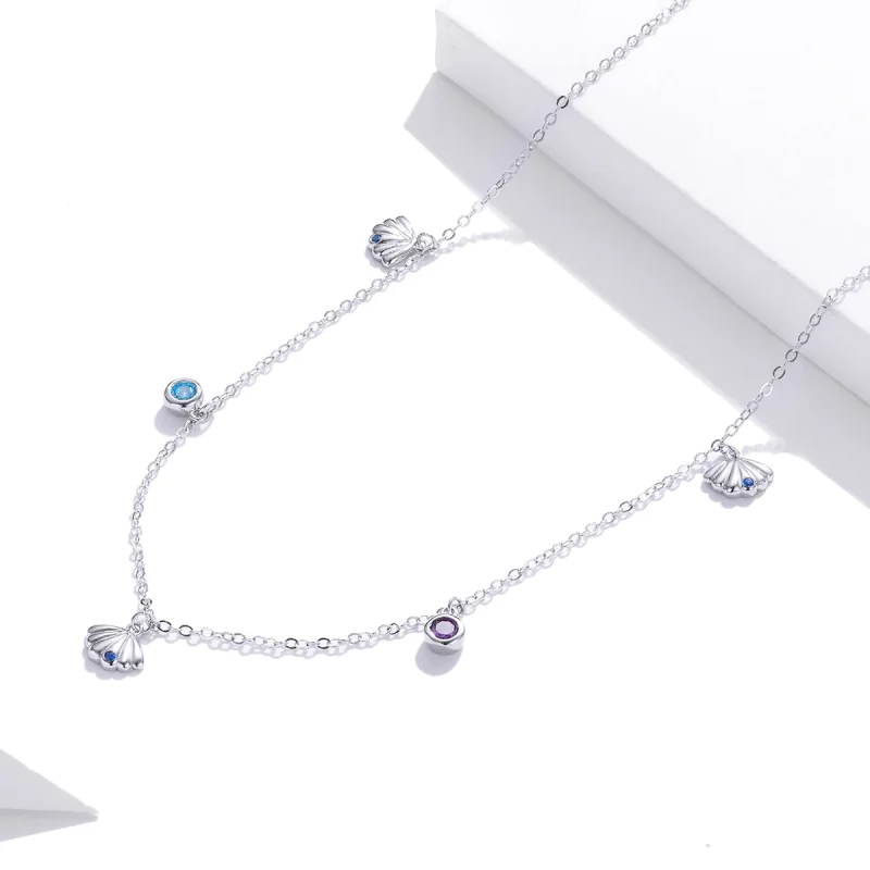 (image for) Pandora Style Silver Seashell Pendant Necklace - SCN454 - View 2