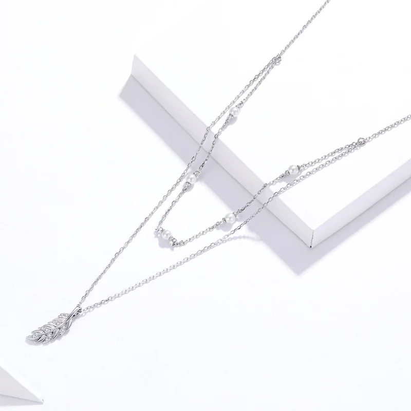 (image for) Pandora Style Silver Shiny Wheat Pendant Necklace - BSN208 - View 3