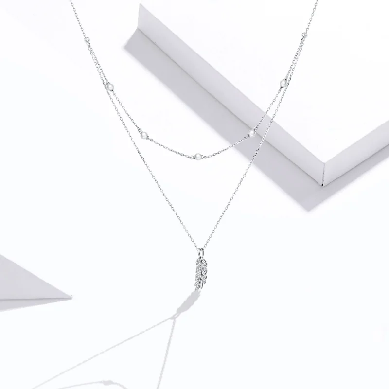 (image for) Pandora Style Silver Shiny Wheat Pendant Necklace - BSN208 - View 5