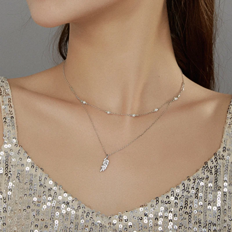 (image for) Pandora Style Silver Shiny Wheat Pendant Necklace - BSN208 - View 6