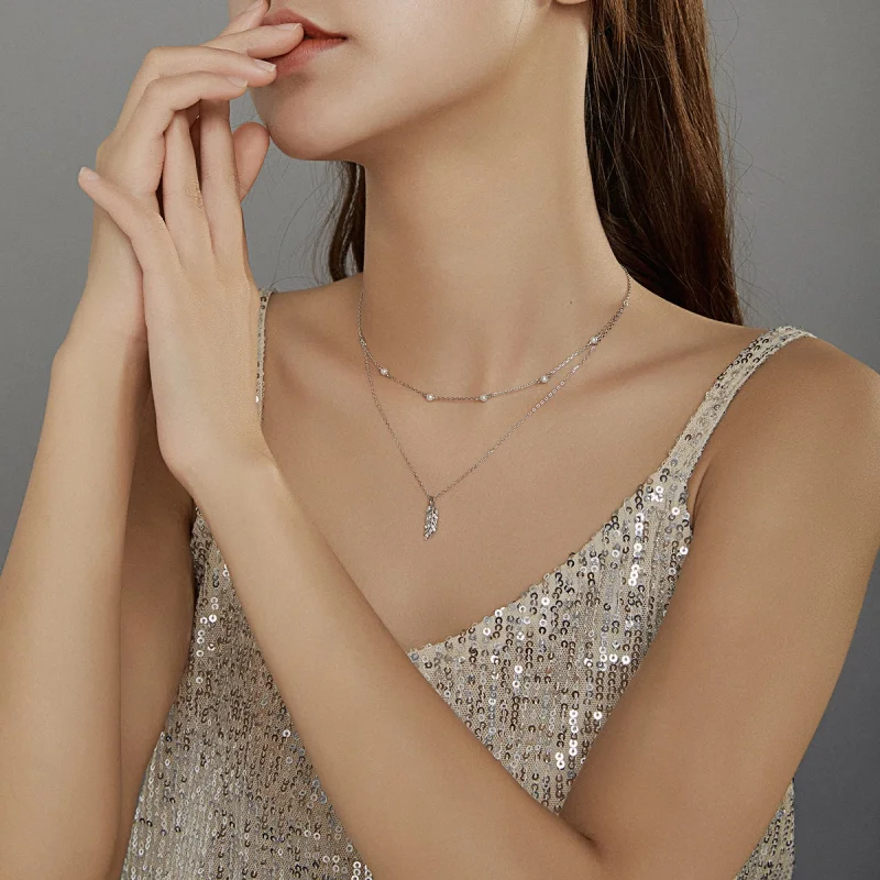 (image for) Pandora Style Silver Shiny Wheat Pendant Necklace - BSN208 - View 7