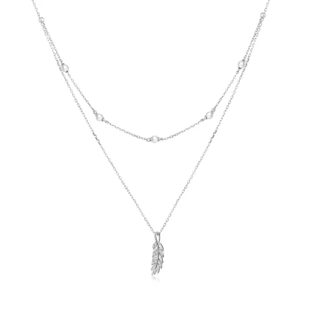 Pandora Style Silver Shiny Wheat Pendant Necklace - BSN208