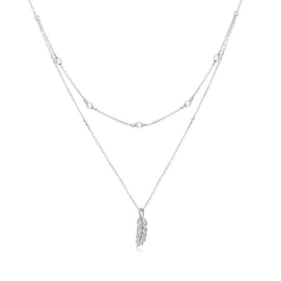 Pandora Style Silver Shiny Wheat Pendant Necklace - BSN208