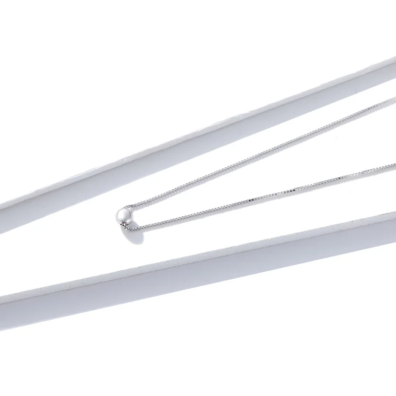 (image for) Pandora Style Silver Simple Bean Pendant Necklace - BSN097 - View 2