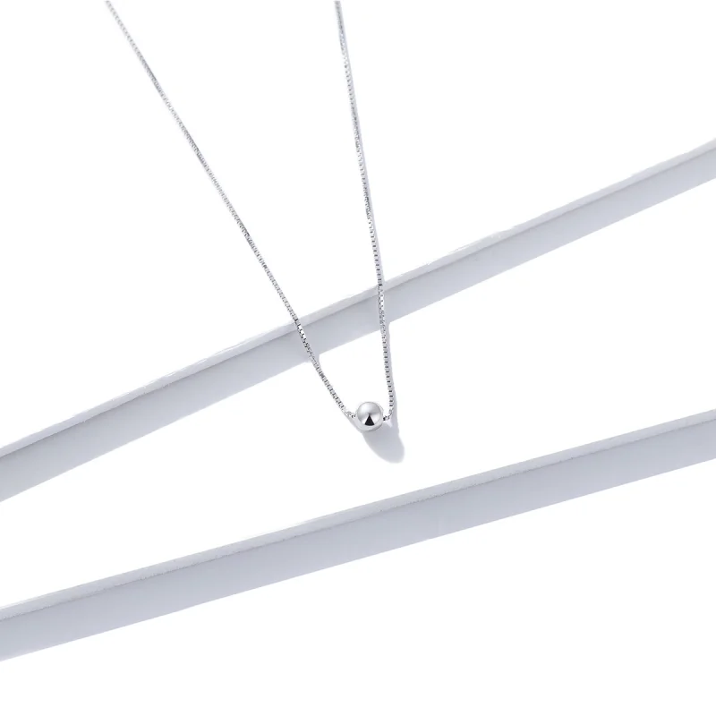 (image for) Pandora Style Silver Simple Bean Pendant Necklace - BSN097 - View 3