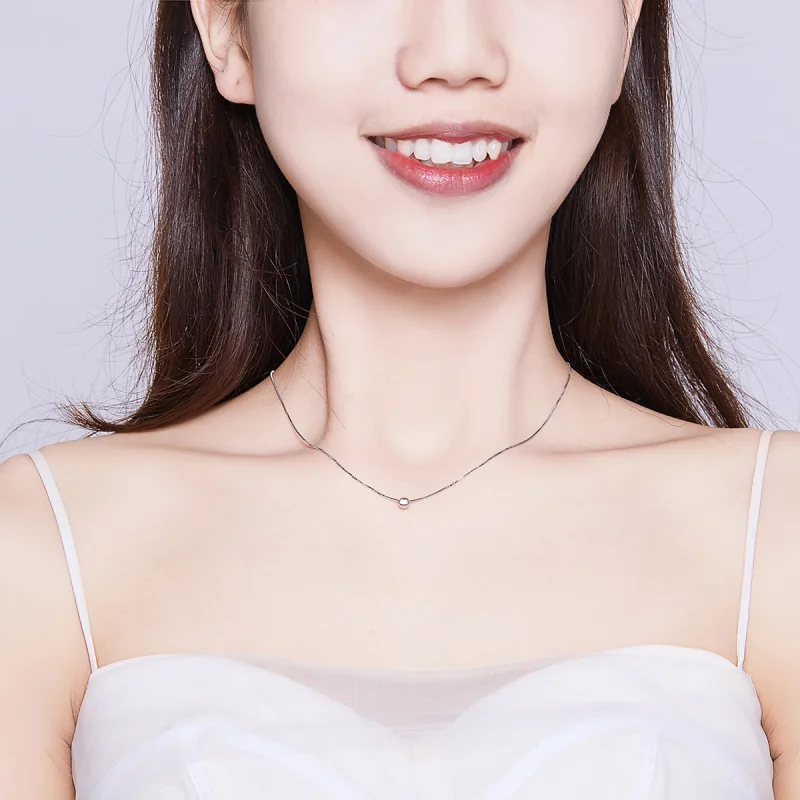 (image for) Pandora Style Silver Simple Bean Pendant Necklace - BSN097 - View 7