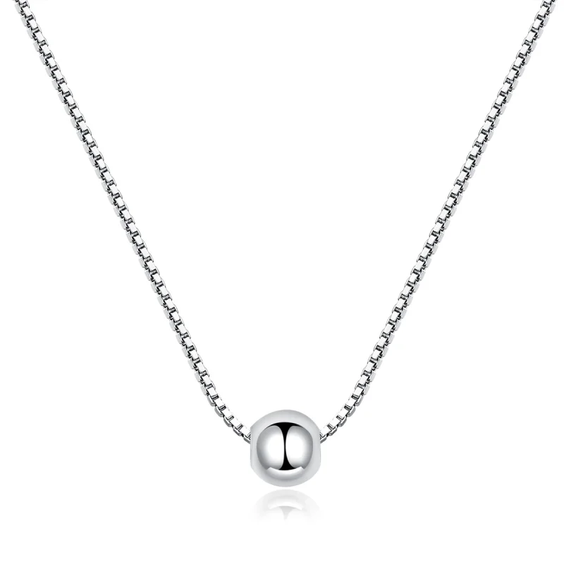 (image for) Pandora Style Silver Simple Bean Pendant Necklace - BSN097 - Product Image