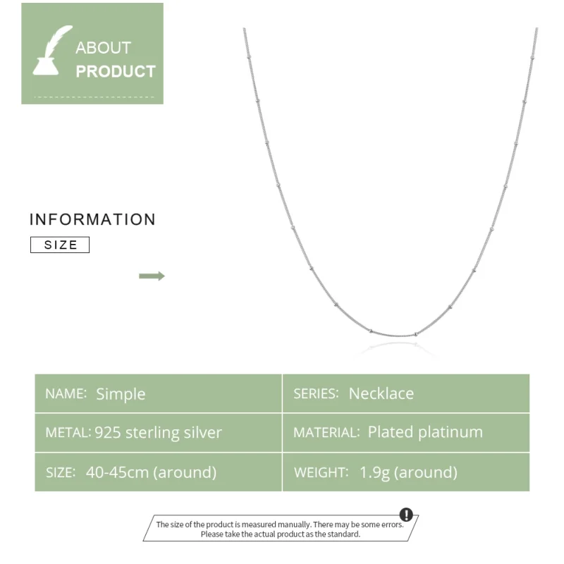 (image for) Pandora Style Silver Small Balls Basic Chain Necklaces Chain - SCN391 - View 3