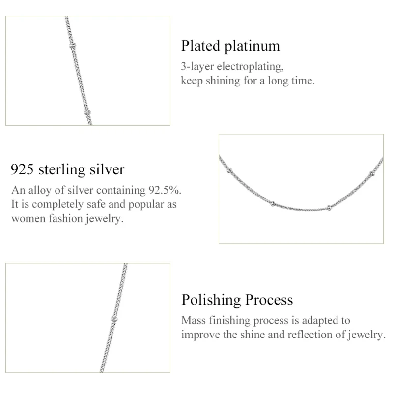 (image for) Pandora Style Silver Small Balls Basic Chain Necklaces Chain - SCN391 - View 4