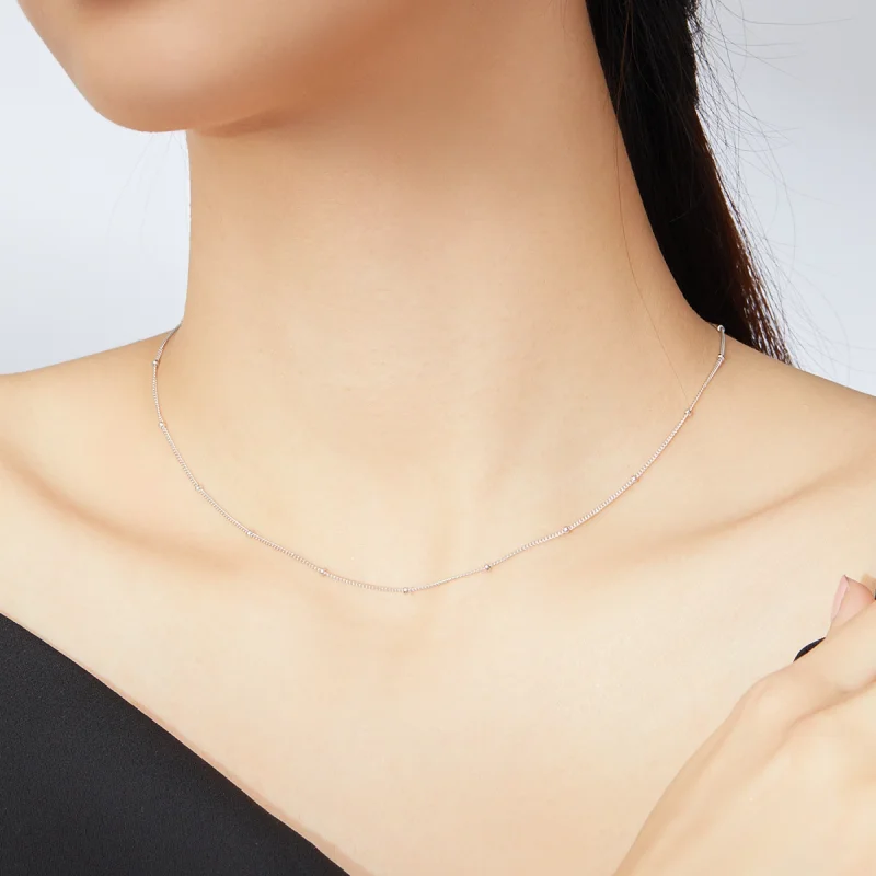 (image for) Pandora Style Silver Small Balls Basic Chain Necklaces Chain - SCN391 - View 9